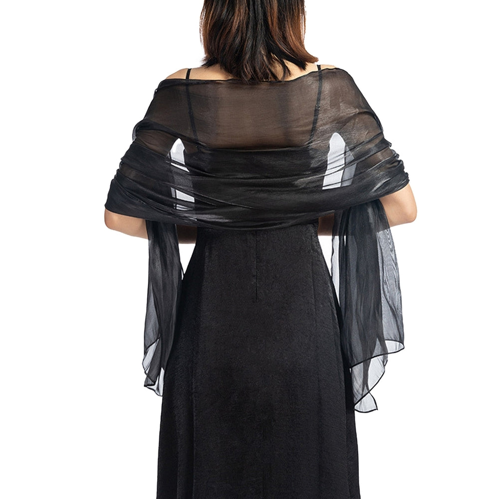 Thin Bright Silk Solid Color Dress Shawl Bridesmaid Cheongsam Long Shawl Image 2