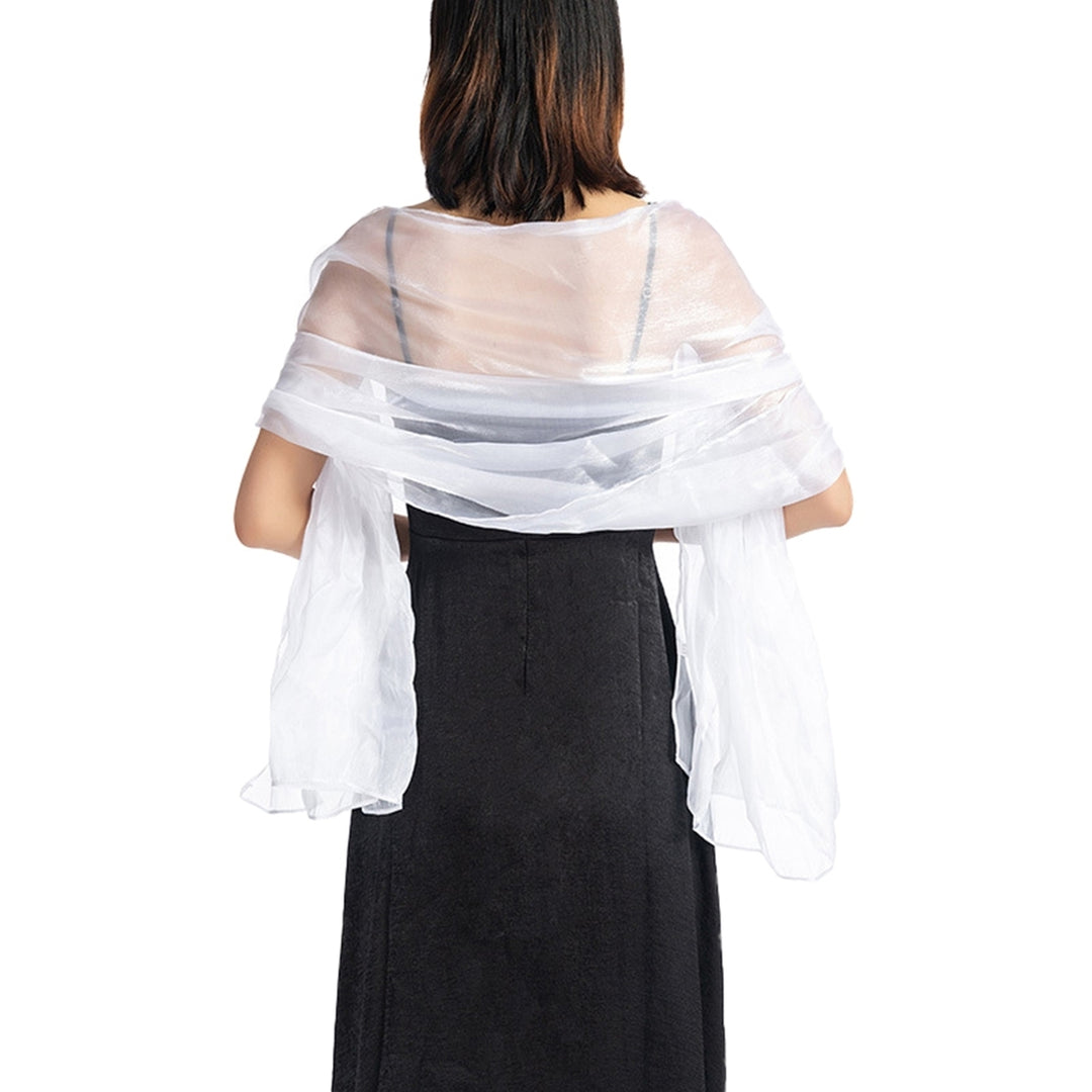 Thin Bright Silk Solid Color Dress Shawl Bridesmaid Cheongsam Long Shawl Image 3