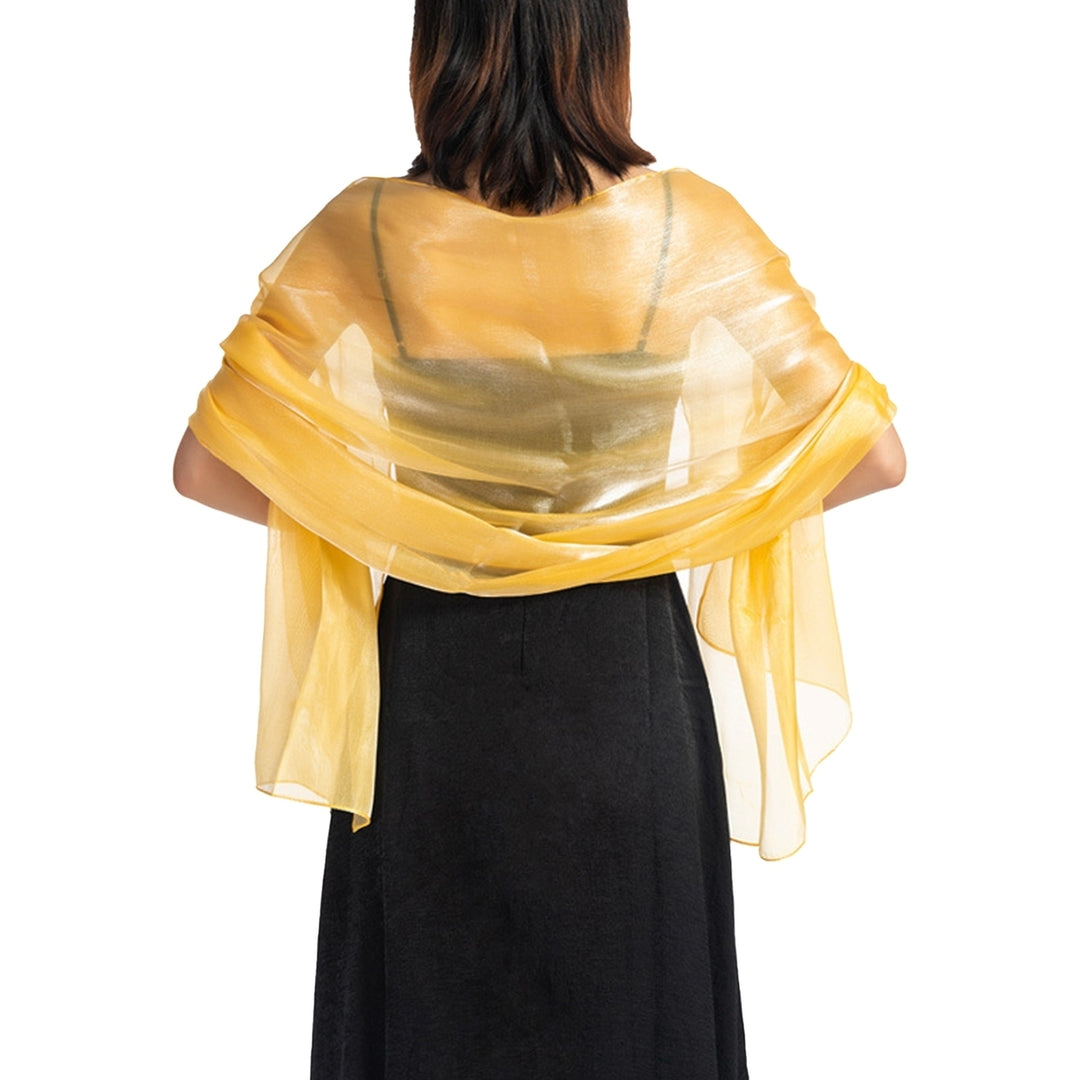 Thin Bright Silk Solid Color Dress Shawl Bridesmaid Cheongsam Long Shawl Image 4