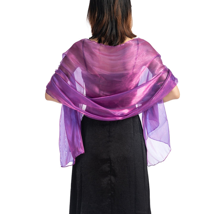 Thin Bright Silk Solid Color Dress Shawl Bridesmaid Cheongsam Long Shawl Image 6
