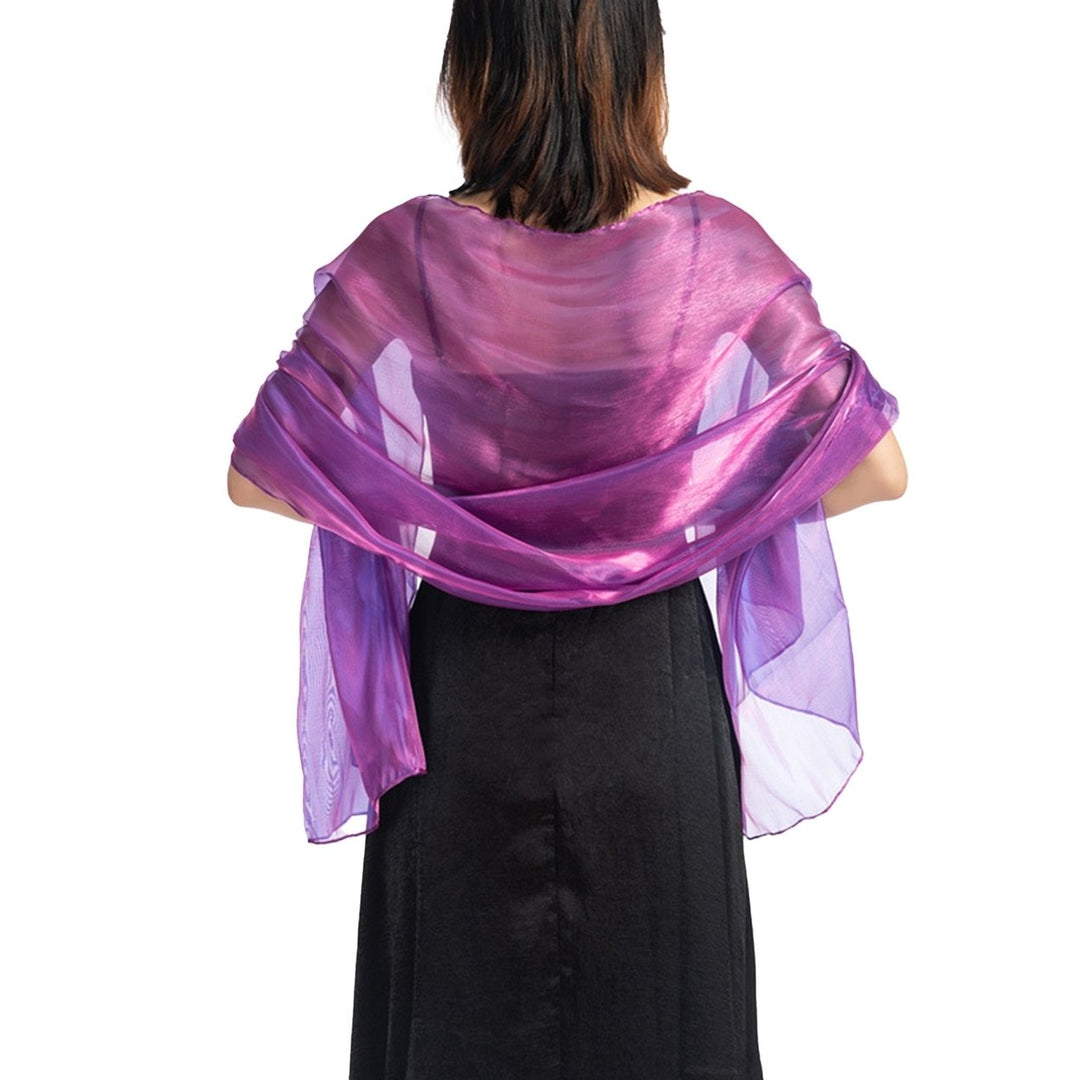 Thin Bright Silk Solid Color Dress Shawl Bridesmaid Cheongsam Long Shawl Image 1