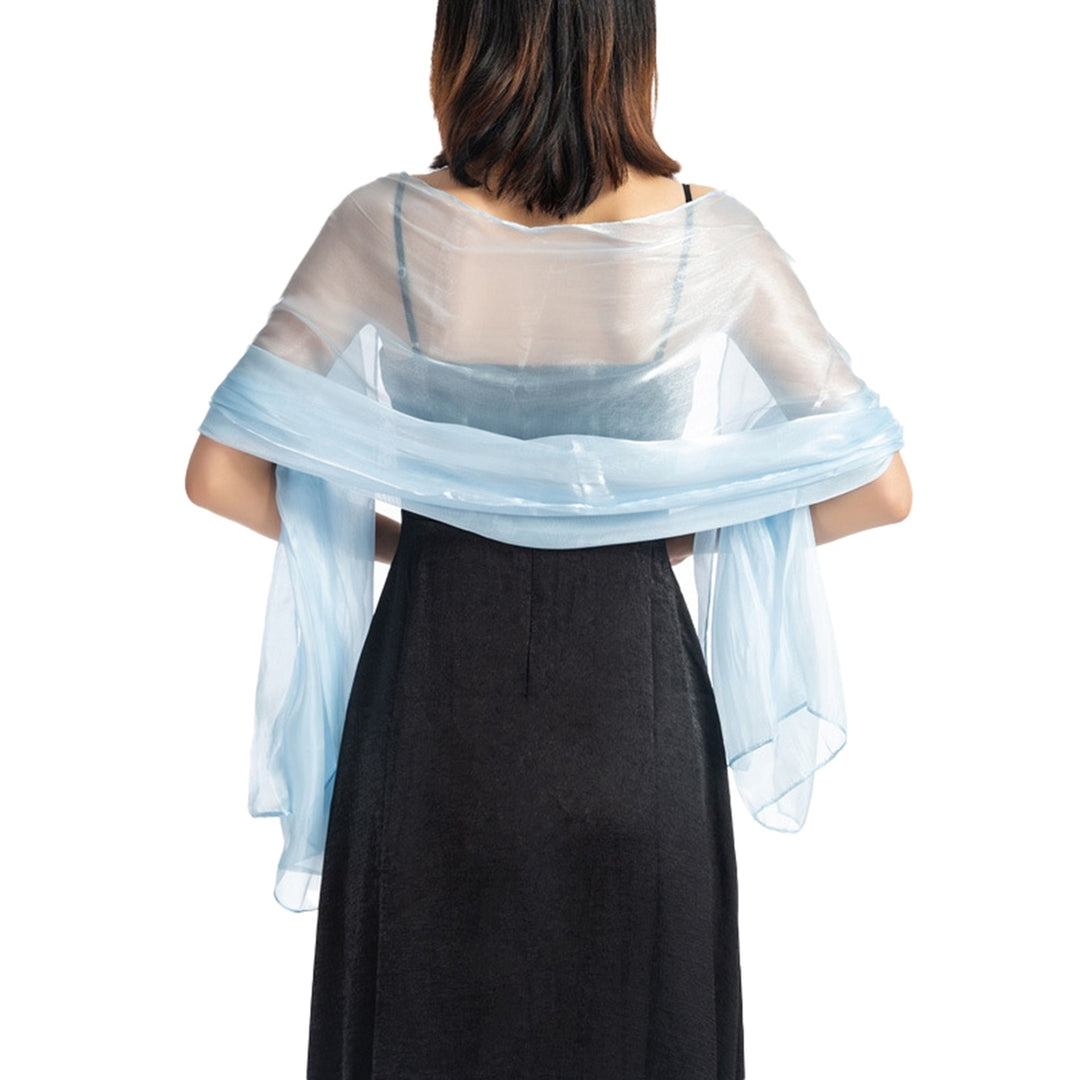 Thin Bright Silk Solid Color Dress Shawl Bridesmaid Cheongsam Long Shawl Image 9