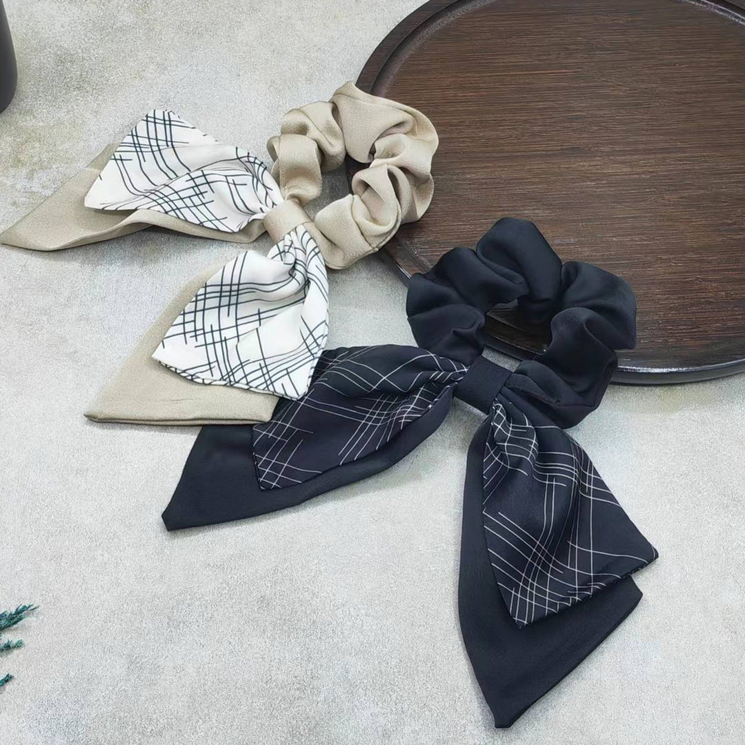 Korean Style Smooth Satin Hair Rope Plaid Print Bow Ribbon Hair Tie Hair Accessories Image 6