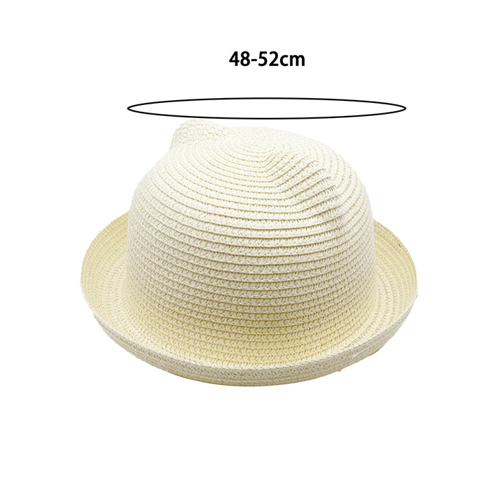 Hemming Brim Edge Curl Foldable Straw Hat Baby Cat Ear Decor Bucket Hat Daily Accessories Image 8