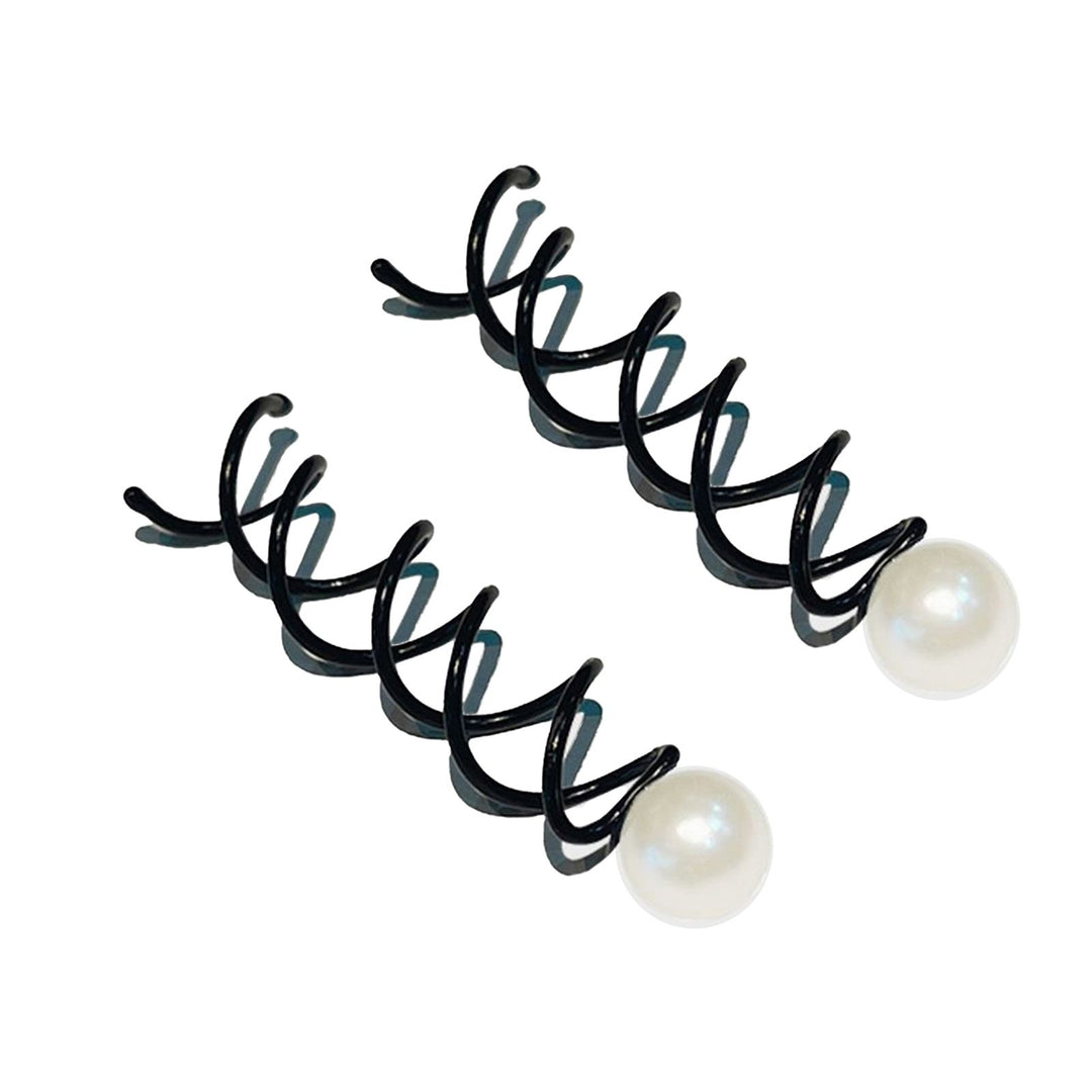 1 Pair Spring Spiral Design Hair Stick Elegant Non-Slip Exquisite Faux Pearl Decor Hair Bun Fork Hair Accessories Image 4