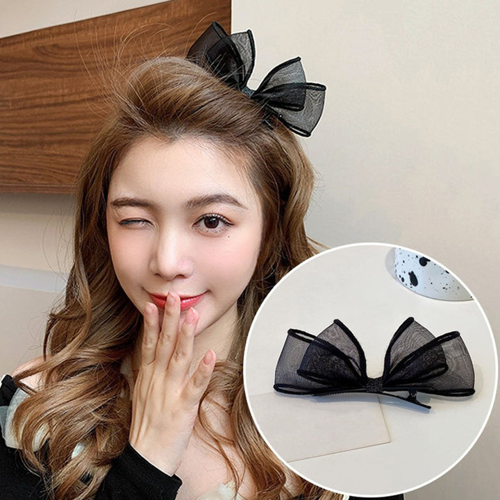 2Pcs Women Hairpins Two-layer Mesh Bow Anti-slip Photo Prop Lightweight Princess Style Reusable Party Hair Decoration Image 3