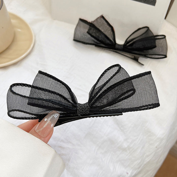 2Pcs Women Hairpins Two-layer Mesh Bow Anti-slip Photo Prop Lightweight Princess Style Reusable Party Hair Decoration Image 9