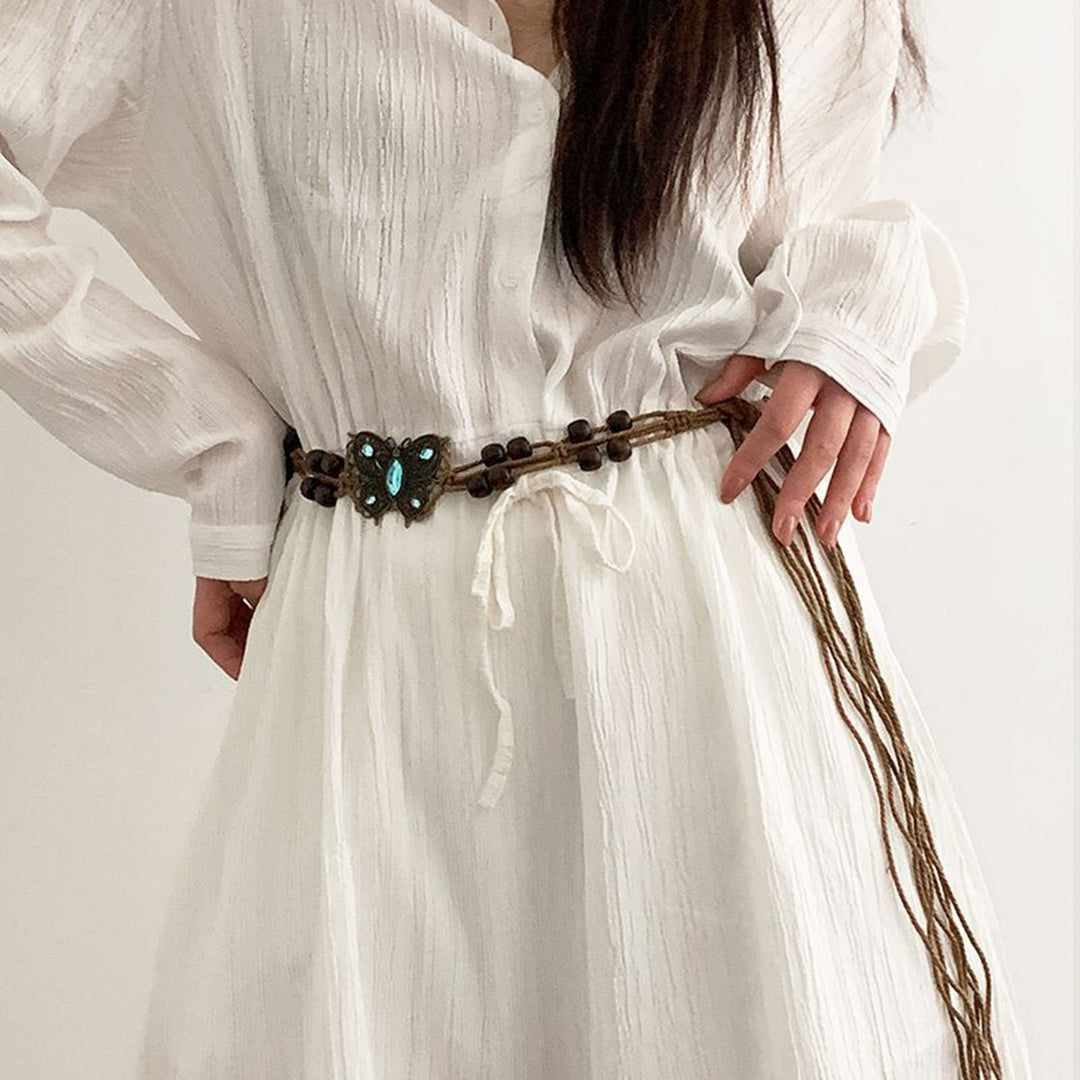 Woven Belt Bohemian Ladies Beaded Waist Belt Adjustable Decorative Waistband Women Casual Waist Chain Daily Wear Image 7