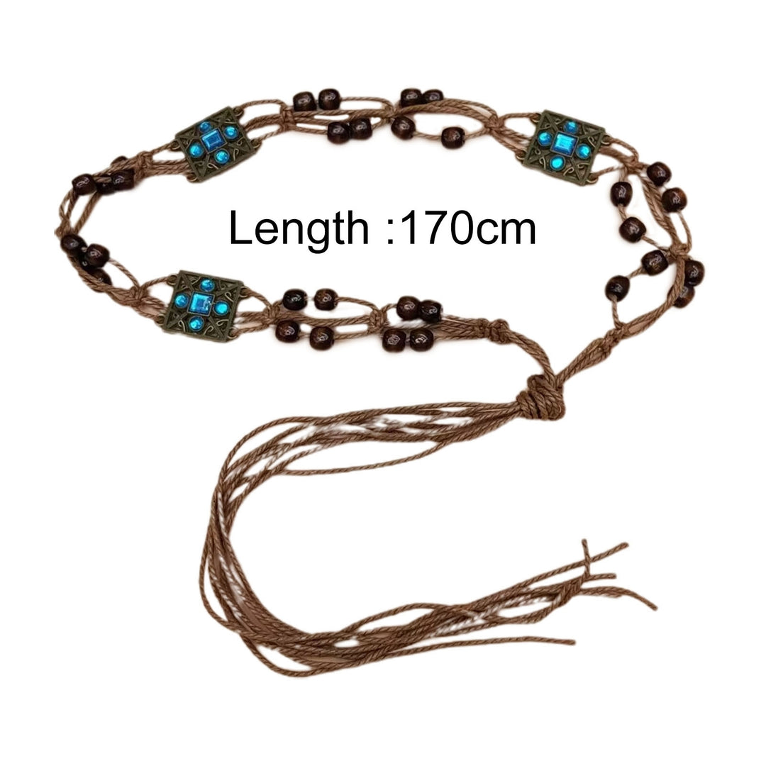 Woven Belt Bohemian Ladies Beaded Waist Belt Adjustable Decorative Waistband Women Casual Waist Chain Daily Wear Image 9