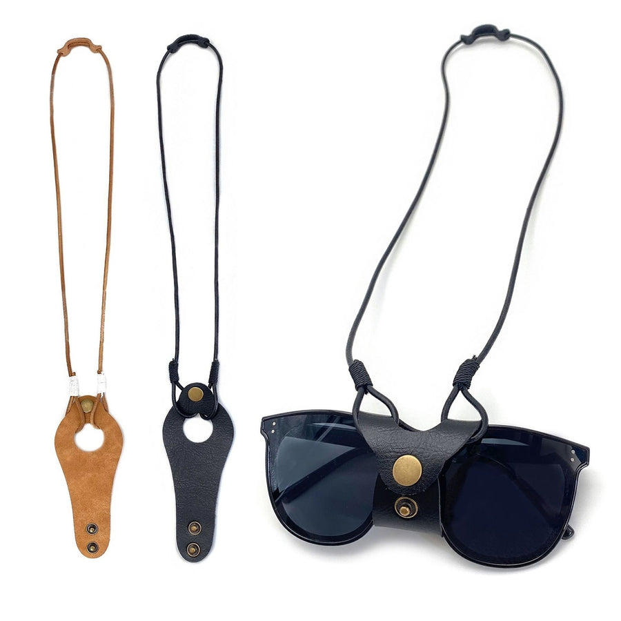 Double Button Faux Cowhide Sunglasses Lanyard Glasses Hanging Neck Strap Rope Anti-lost Reading Eyewear Clip Lanyard Image 1