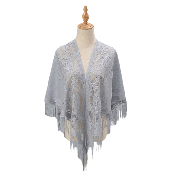 Women Party Shawl Flower Embroidery Hollow Out Tassel See-through Clothes Matching Cardigan Lightweight Summer Prom Image 4