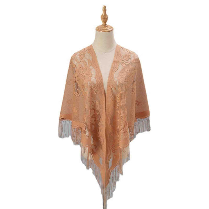 Women Party Shawl Flower Embroidery Hollow Out Tassel See-through Clothes Matching Cardigan Lightweight Summer Prom Image 6
