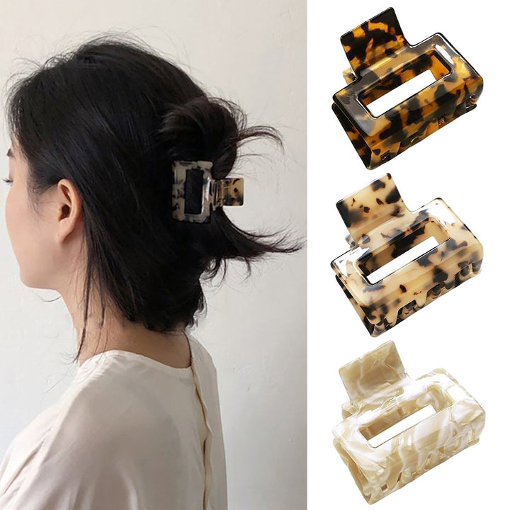 3 Pcs Hair Grips Strong Claw Contrast Color Cross Teeth Anti-slip Round Edge Elastic Ponytail Clip Image 1