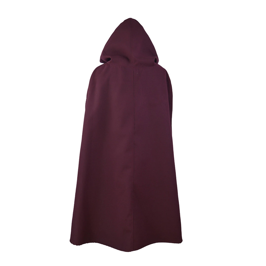 Women Winter Cape Hooded Loose Mid Length Thick Warm Solid Color Casual Sleeveless Keep Warm Wide Open Outdoor Cloak Image 9