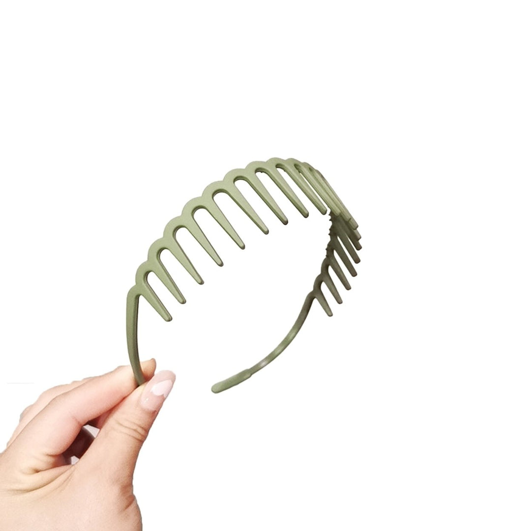 Women Non-Slip Hair Comb Hairband Solid Color Frosted Texture Bang Headband Sturdy Hair Hoop with Teeth Image 1