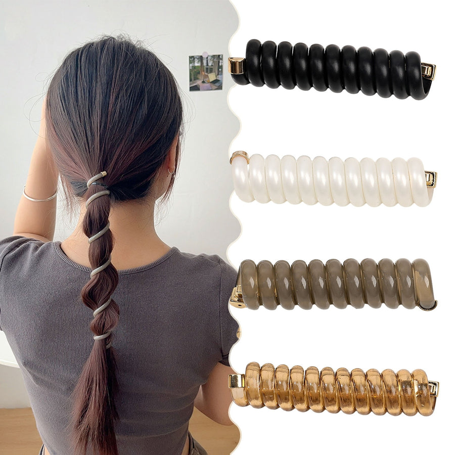 Hair Rope High Elastic Durable Straight Phone Line Hair Band Women High Ponytail Quick Bounce Hair Rope Hair Accessories Image 1