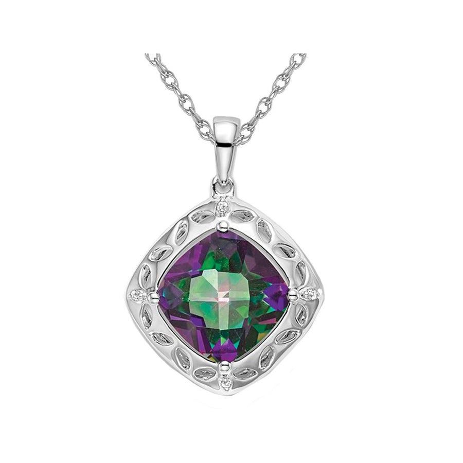 4.25 Carat (ctw) Mystic Fire Topaz Pendant Necklace in Sterling Silver with Chain Image 1
