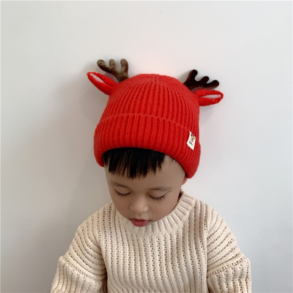 1 Set Children Hat Scarf Gloves Set Antler Decor Christmas Tree Embroidery Thick Warm Soft Elastic Knitted Plush Baby Image 2
