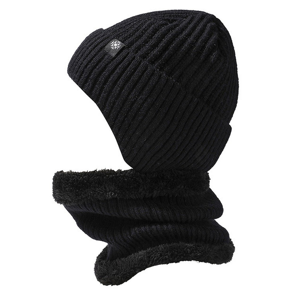 Winter Hat Scarf Set Thick Soft Cozy Unisex Plush Neck Wrap Cold Resistant Thermal Knitted Elastic Outdoor Cycling Image 2