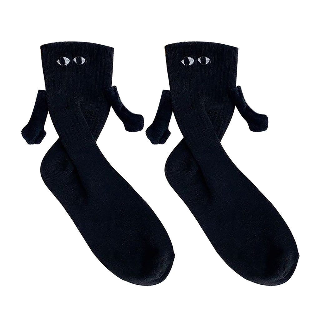 1 Pair Couple Socks Holding Hands Linking Socks Smiling Face Anti-slip Thick Socks Mid-Tube Cute Socks Funny Gifts Image 2