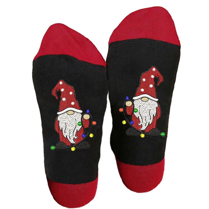 1 Pair Autumn Winter Women Men Mid-tube Socks Santa Claus Deer Snowman Wine Cup Pattern Color Block Long Socks Christmas Image 4