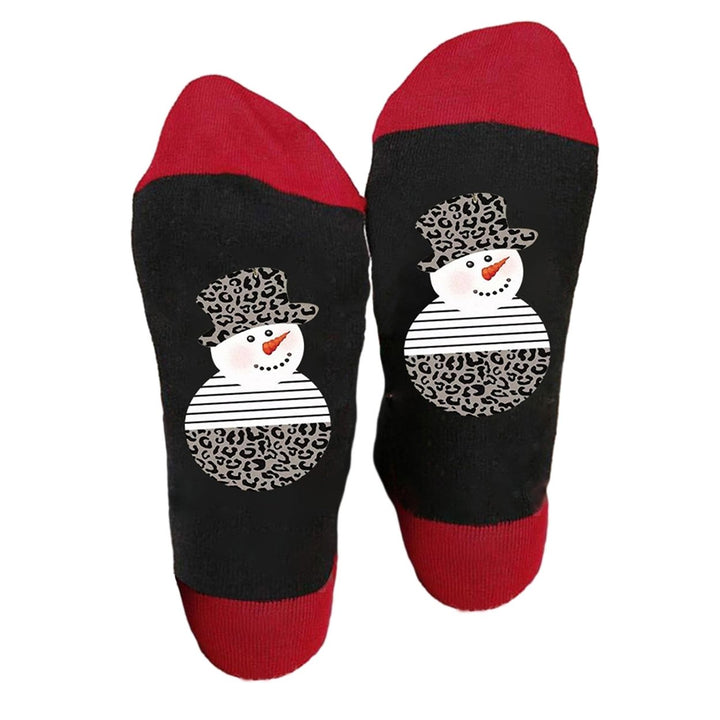 1 Pair Autumn Winter Women Men Mid-tube Socks Santa Claus Deer Snowman Wine Cup Pattern Color Block Long Socks Christmas Image 8