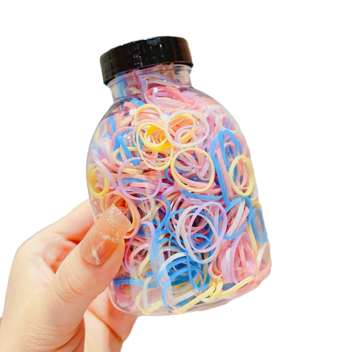 1 Bottle Hair Ties 1000 Pcs Multi Colors Disposable Mini Hair Rings Children Girls Rubber Bands Image 9