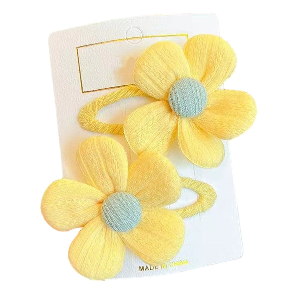 1 Pair Hairpin Cartoon Flower Shape Sweet Color Elastic Anti-slip Lightweight Hair Decoration Soft Image 2