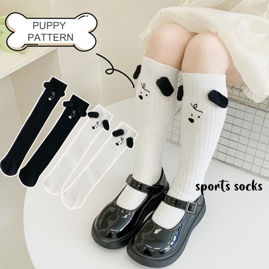 1 Pair Children Socks Soft Breathable Comfortable Easy to Wear Adorable Puppy Pattern High Tube Socks for Kids Image 1