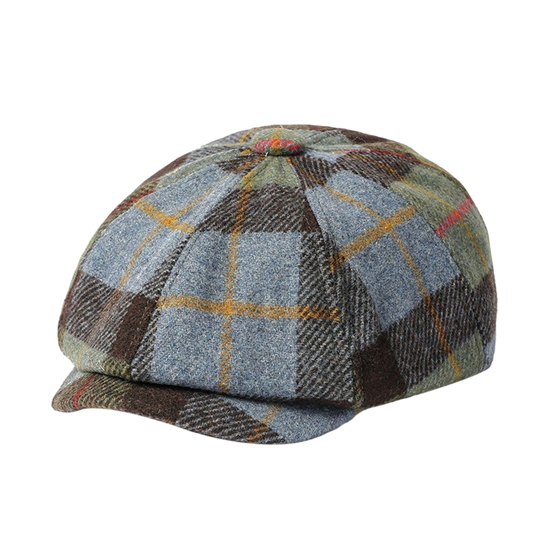 Unisex Newsboy Hat Vinatge Plaid Print Winter Painter Hat Short Brim Anti-slip Color Matching Image 4
