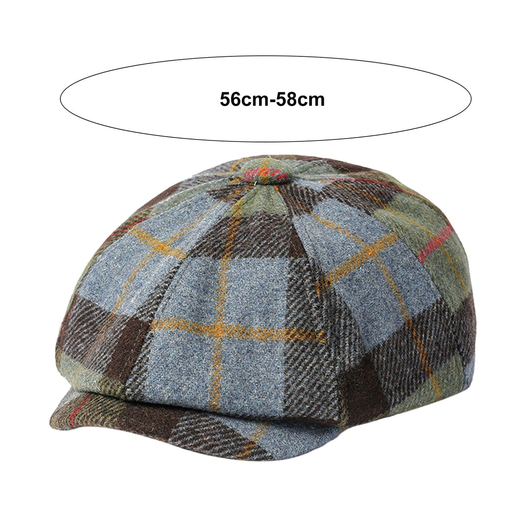 Unisex Newsboy Hat Vinatge Plaid Print Winter Painter Hat Short Brim Anti-slip Color Matching Image 6
