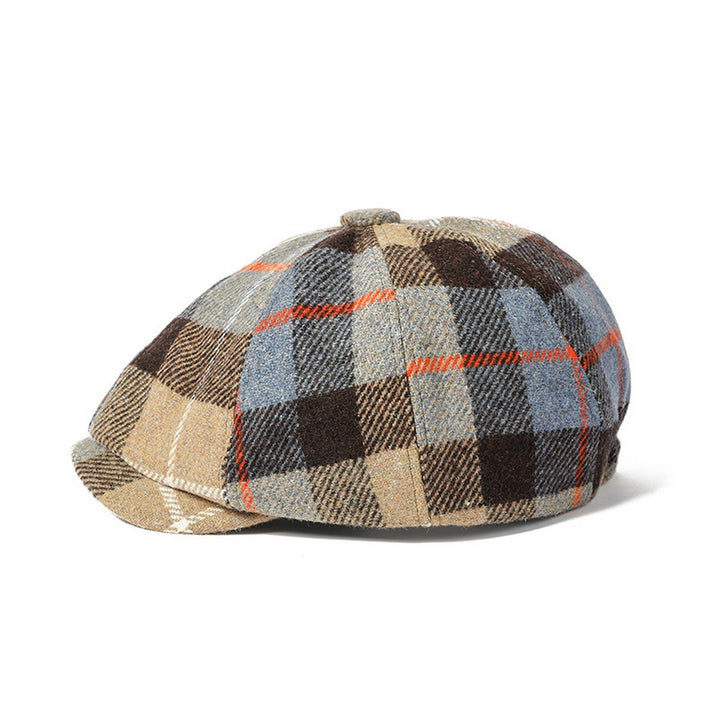 Unisex Newsboy Hat Vinatge Plaid Print Winter Painter Hat Short Brim Anti-slip Color Matching Image 7