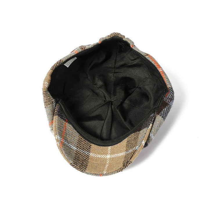Unisex Newsboy Hat Vinatge Plaid Print Winter Painter Hat Short Brim Anti-slip Color Matching Image 8