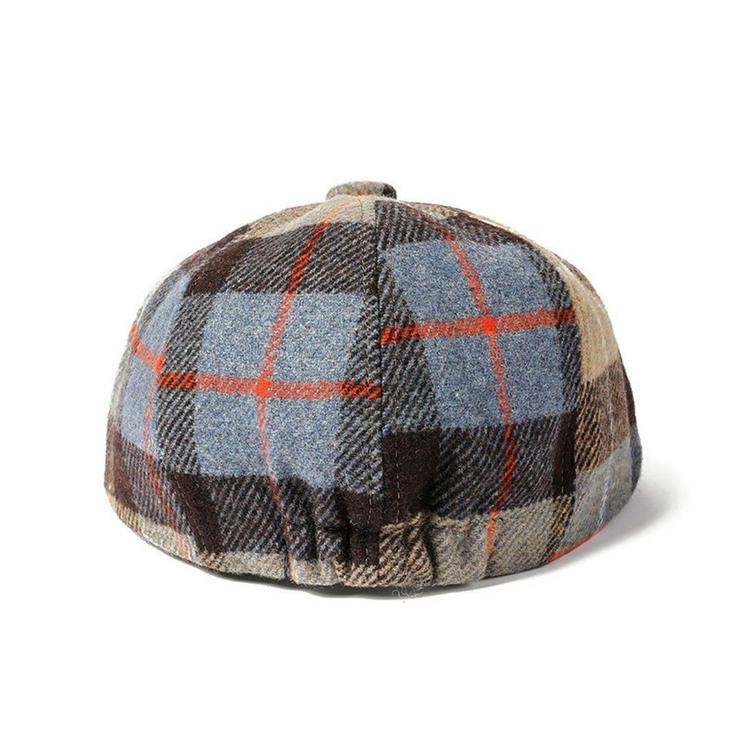Unisex Newsboy Hat Vinatge Plaid Print Winter Painter Hat Short Brim Anti-slip Color Matching Image 9