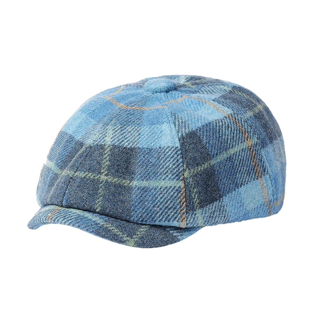 Unisex Newsboy Hat Vinatge Plaid Print Winter Painter Hat Short Brim Anti-slip Color Matching Image 10