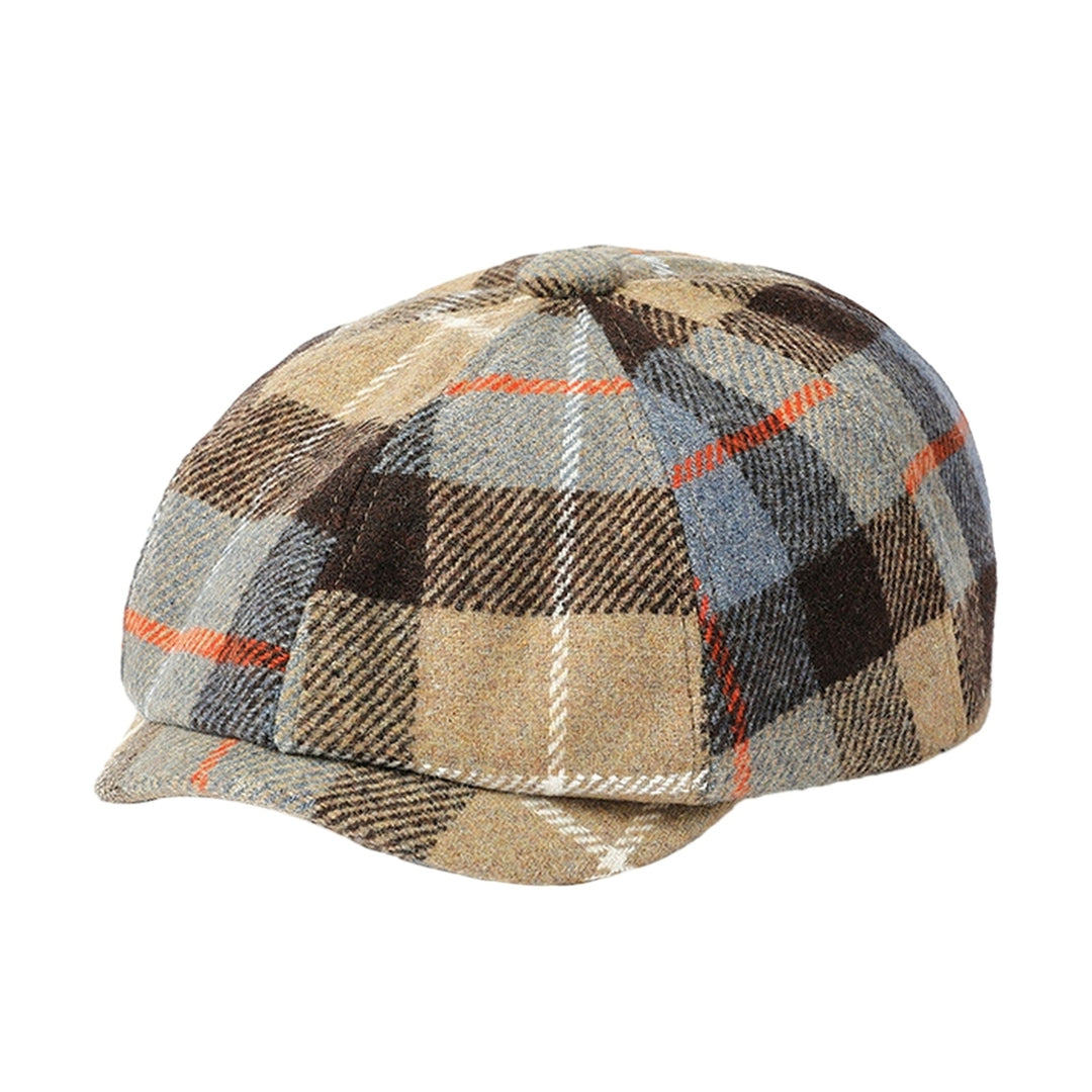 Unisex Newsboy Hat Vinatge Plaid Print Winter Painter Hat Short Brim Anti-slip Color Matching Image 11