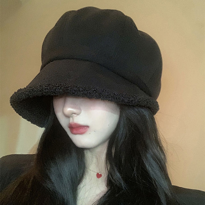Winter Beret Warm Thickened Plush Lined Retro Warm Korean Adjustable Fordable Female Lady Outdoor Newsboy Hat Bonnet Image 6