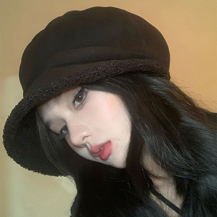 Winter Beret Warm Thickened Plush Lined Retro Warm Korean Adjustable Fordable Female Lady Outdoor Newsboy Hat Bonnet Image 10