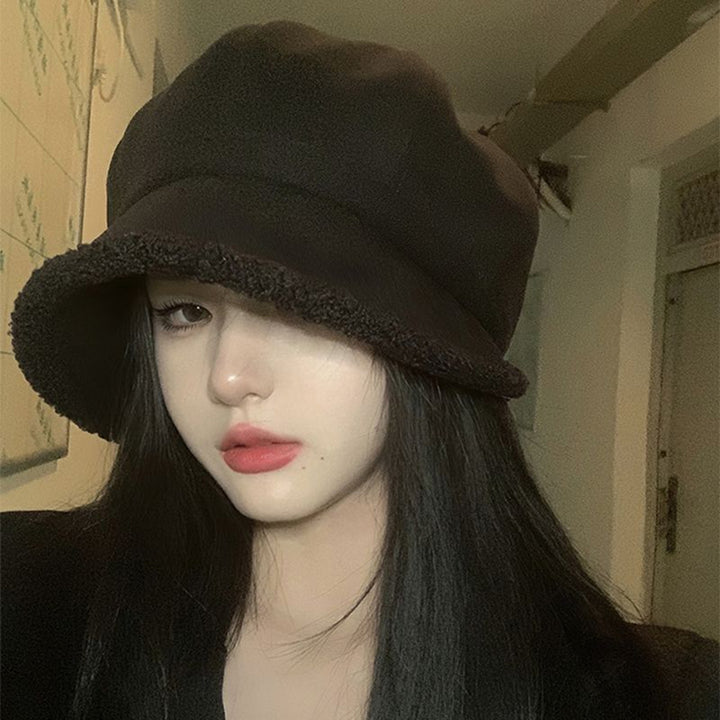 Winter Beret Warm Thickened Plush Lined Retro Warm Korean Adjustable Fordable Female Lady Outdoor Newsboy Hat Bonnet Image 11