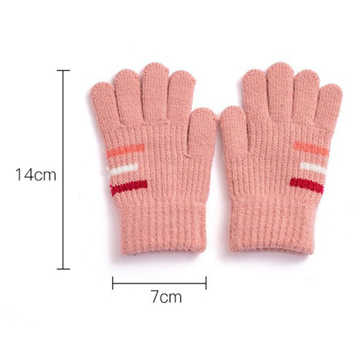 1 Pair Kids Knitted Gloves Colorful Strips Thickened Stretch Warm Windproof Winter Outdoor Boys Girls Children Full Image 11