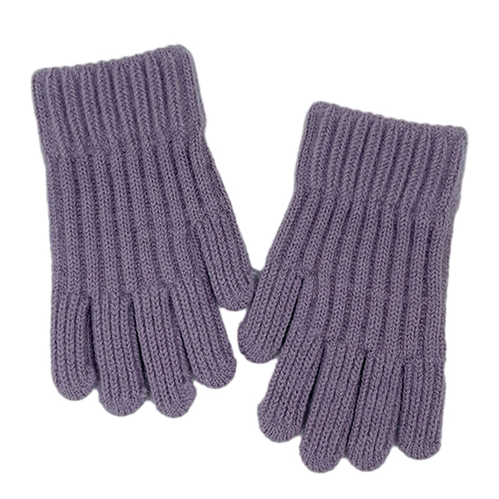 1 Pair Children Gloves Unisex Knitted Warm Five Fingers Elastic Anti-slip Soft Thick Students Writing Gloves Winter Image 4