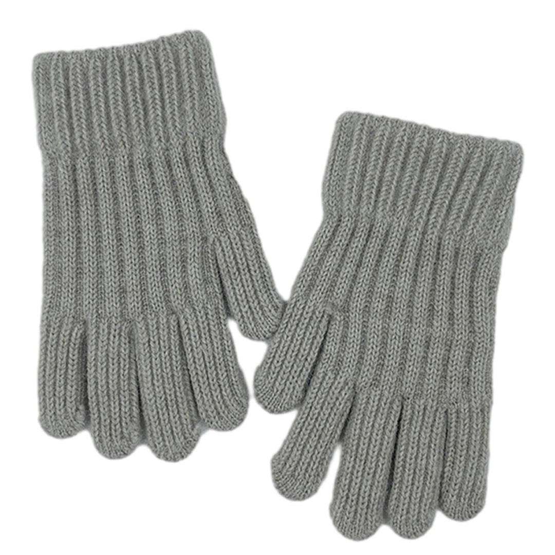 1 Pair Children Gloves Unisex Knitted Warm Five Fingers Elastic Anti-slip Soft Thick Students Writing Gloves Winter Image 1