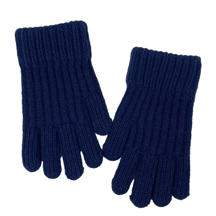 1 Pair Children Gloves Unisex Knitted Warm Five Fingers Elastic Anti-slip Soft Thick Students Writing Gloves Winter Image 6
