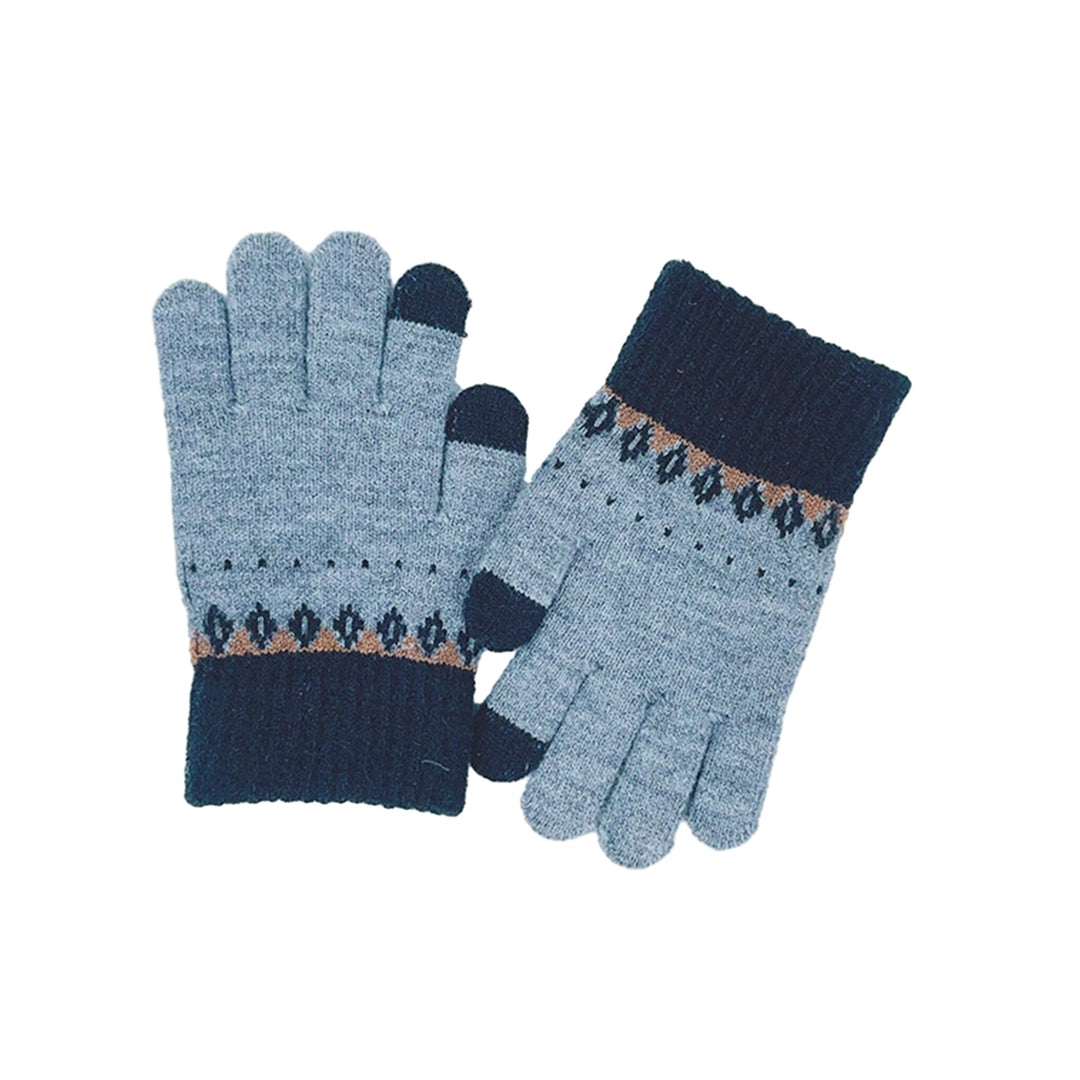1 Pair Kids Autumn Winter Patchwork Color Knitting Gloves Boys Girls Student Full Finger Gloves Warm Stretchy Children Image 3