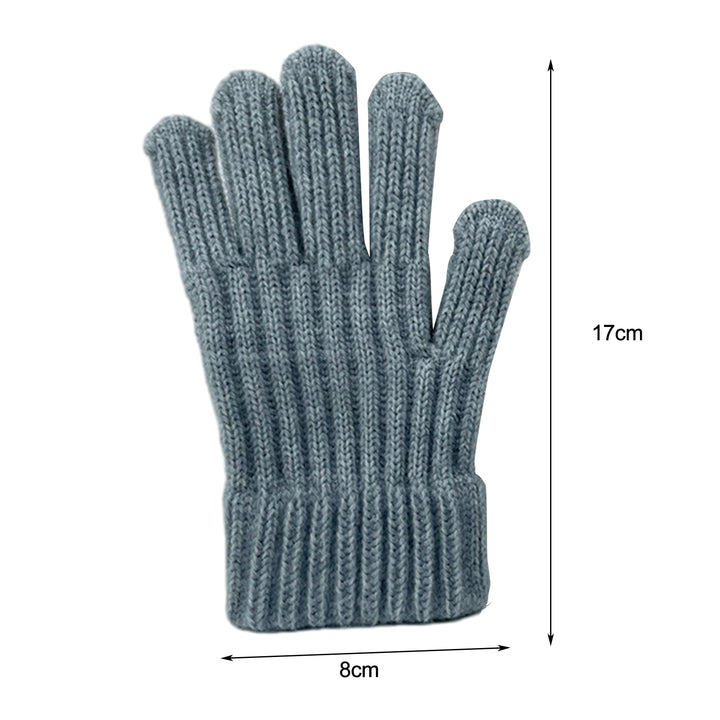 1 Pair Children Gloves Unisex Knitted Warm Five Fingers Elastic Anti-slip Soft Thick Students Writing Gloves Winter Image 10
