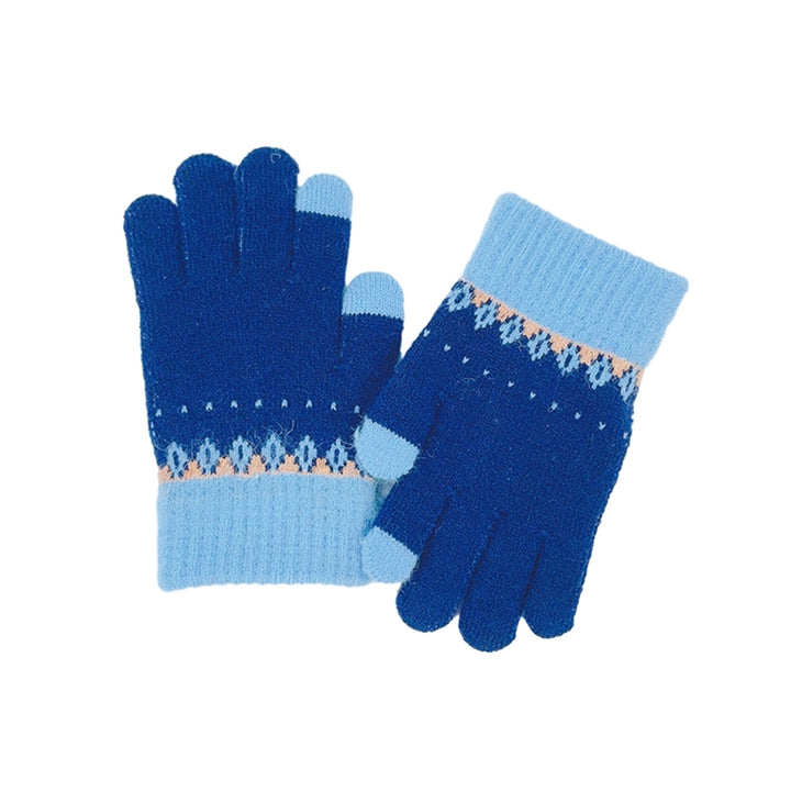 1 Pair Kids Autumn Winter Patchwork Color Knitting Gloves Boys Girls Student Full Finger Gloves Warm Stretchy Children Image 7
