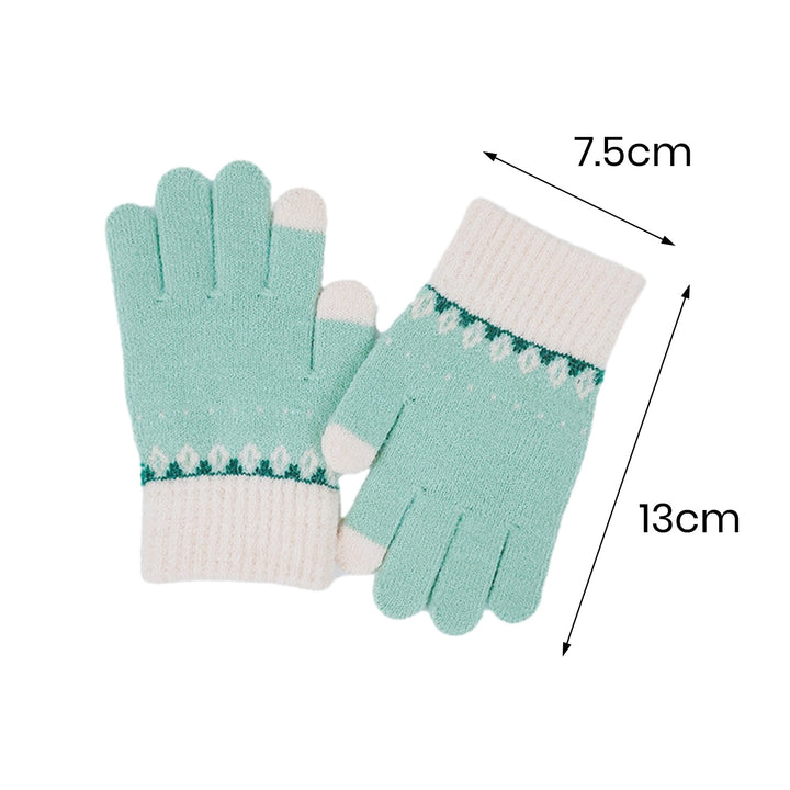 1 Pair Kids Autumn Winter Patchwork Color Knitting Gloves Boys Girls Student Full Finger Gloves Warm Stretchy Children Image 11