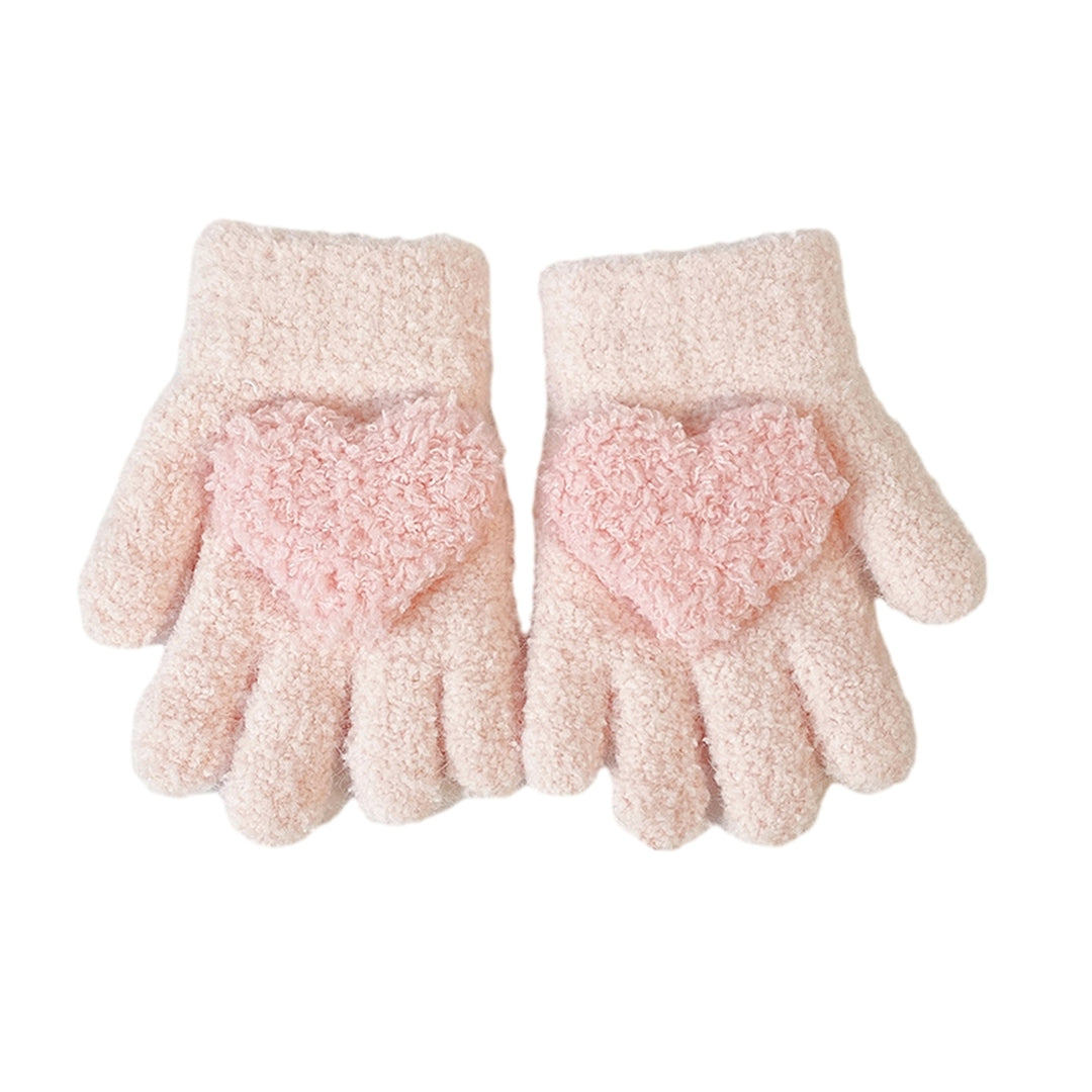 1 Pair Autumn Winter Patchwork Color Kids Gloves Heart Splicing Knitting Gloves Thickened Children Baby Full Finger Image 6