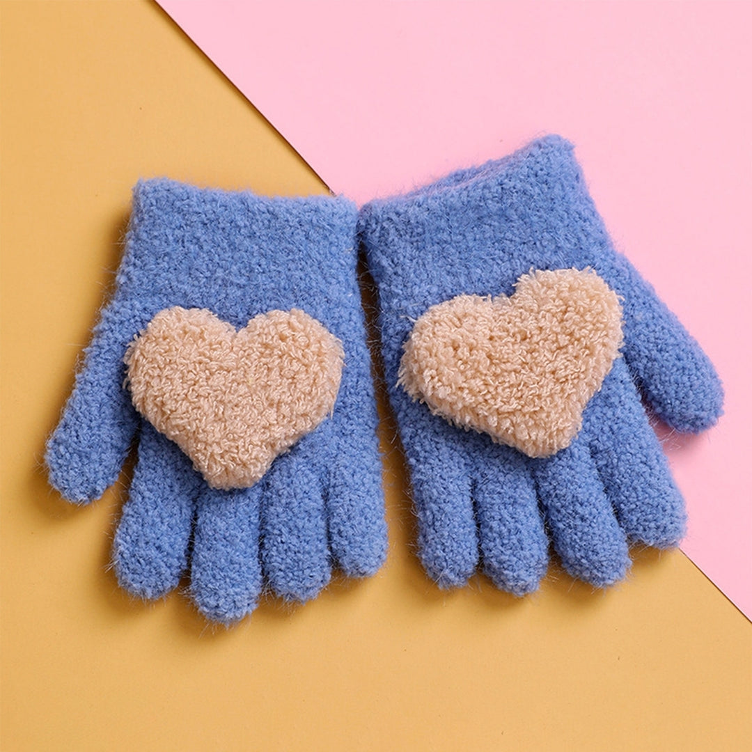 1 Pair Autumn Winter Patchwork Color Kids Gloves Heart Splicing Knitting Gloves Thickened Children Baby Full Finger Image 12