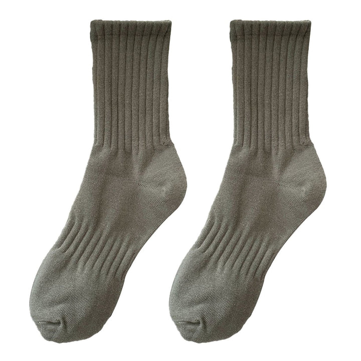 1 Pair Unisex Socks Pure Color Knitted Mid-tube Ankle Protection Soft High Elasticity Anti-slip Warm Image 1